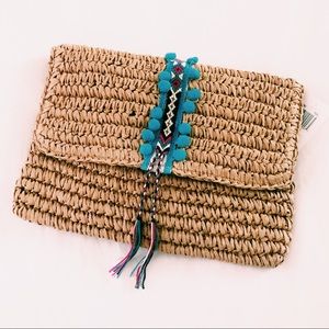 Fallon & Royce Reese Fold Over Straw Clutch